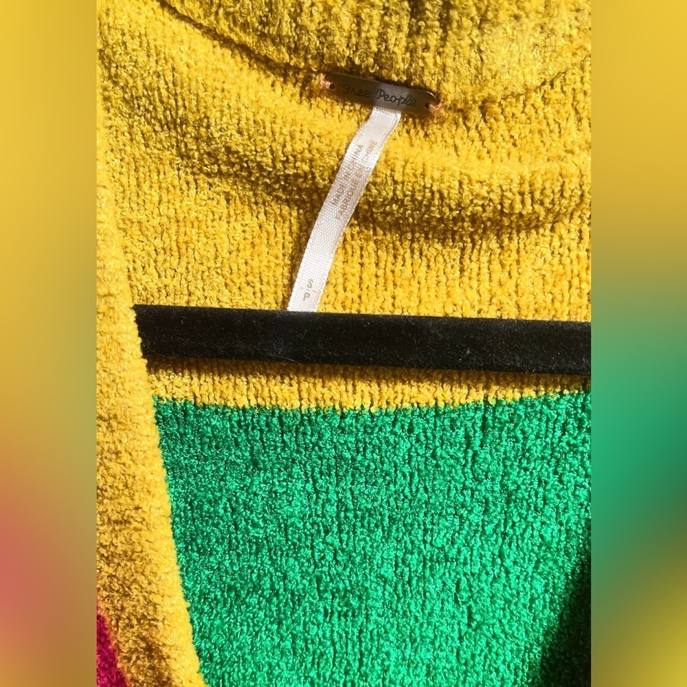 Free People Striped Batwing Sweater Pink Yellow Green Oversized, S - Picture 3 of 5